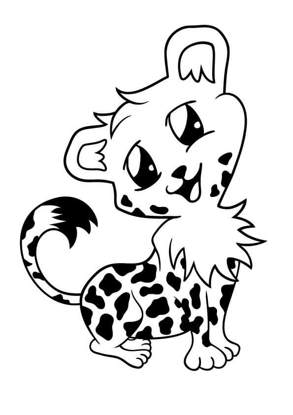 Leopardo Kawaii para colorir