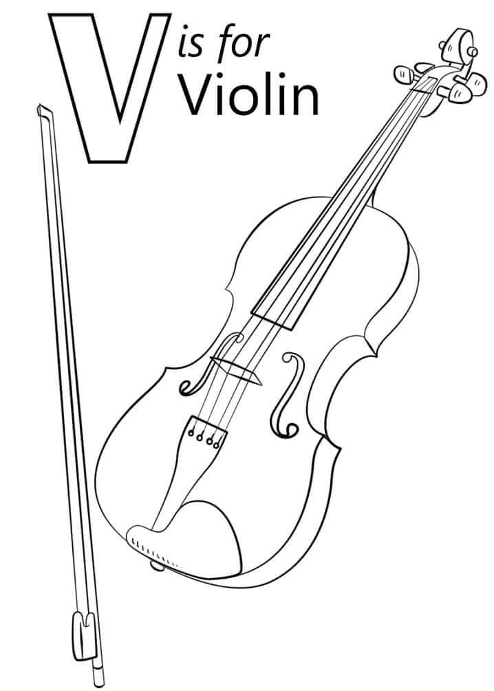 Letra De Violín V para colorir