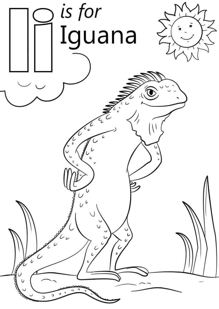 Letra Iguana I para colorir