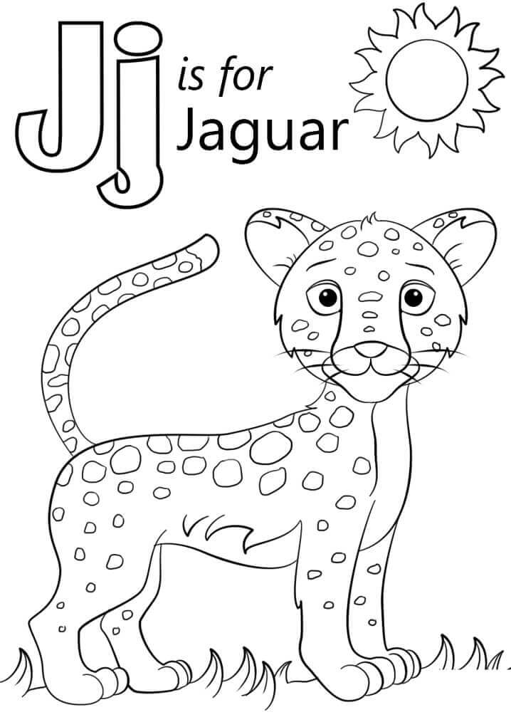 Letra J De Jaguar para colorir