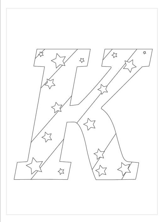 Letra K Estrella para colorir