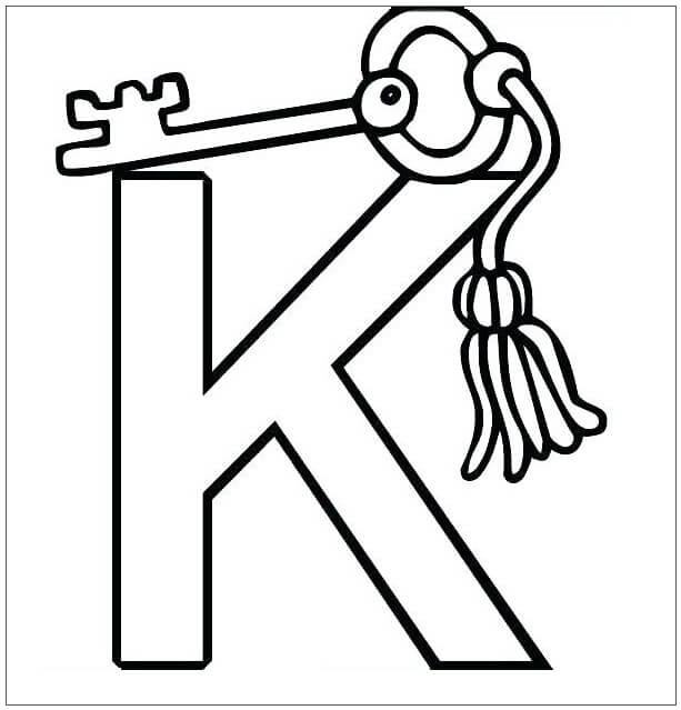 Letra K con Llave para colorir