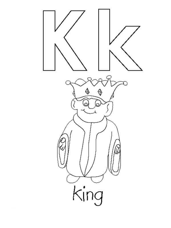Letra K y Rey para colorir