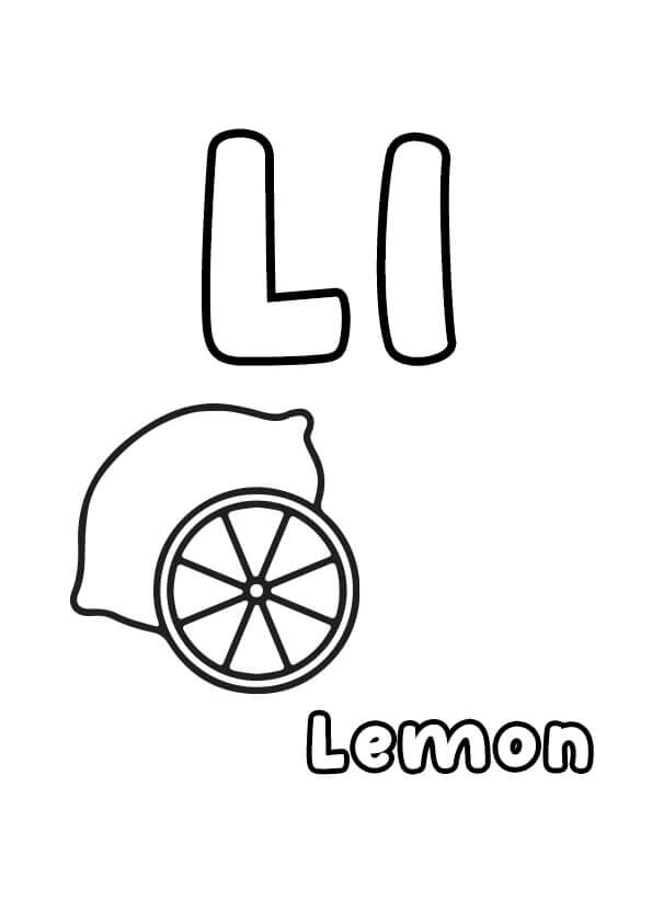 Letra L y Limón para colorir