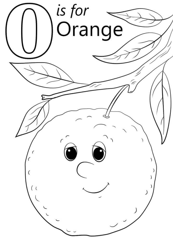 Letra Naranja O para colorir