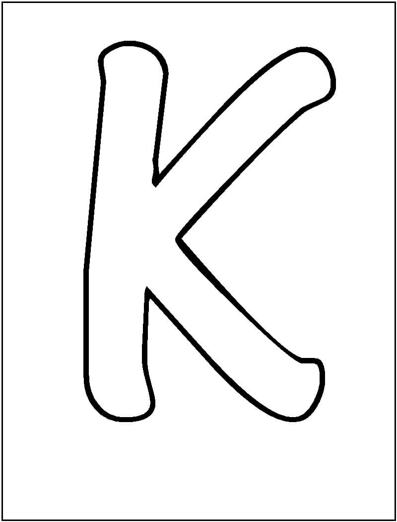 Letra Normal K para colorir