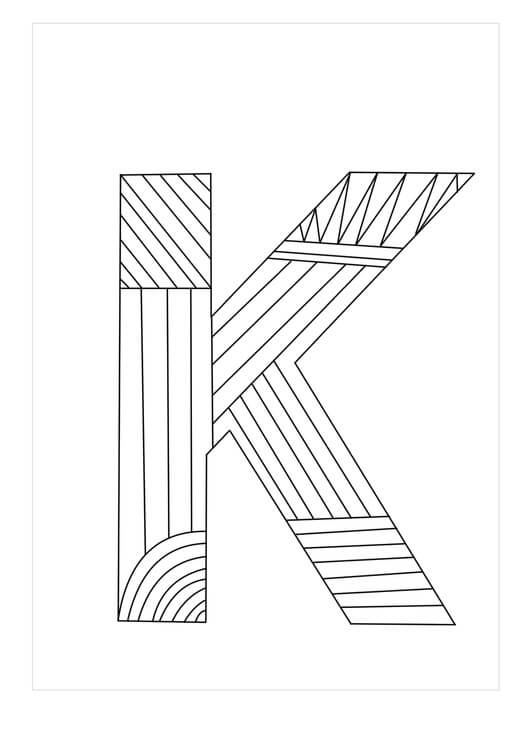 Dibujos de Letra Zentangle K para colorear