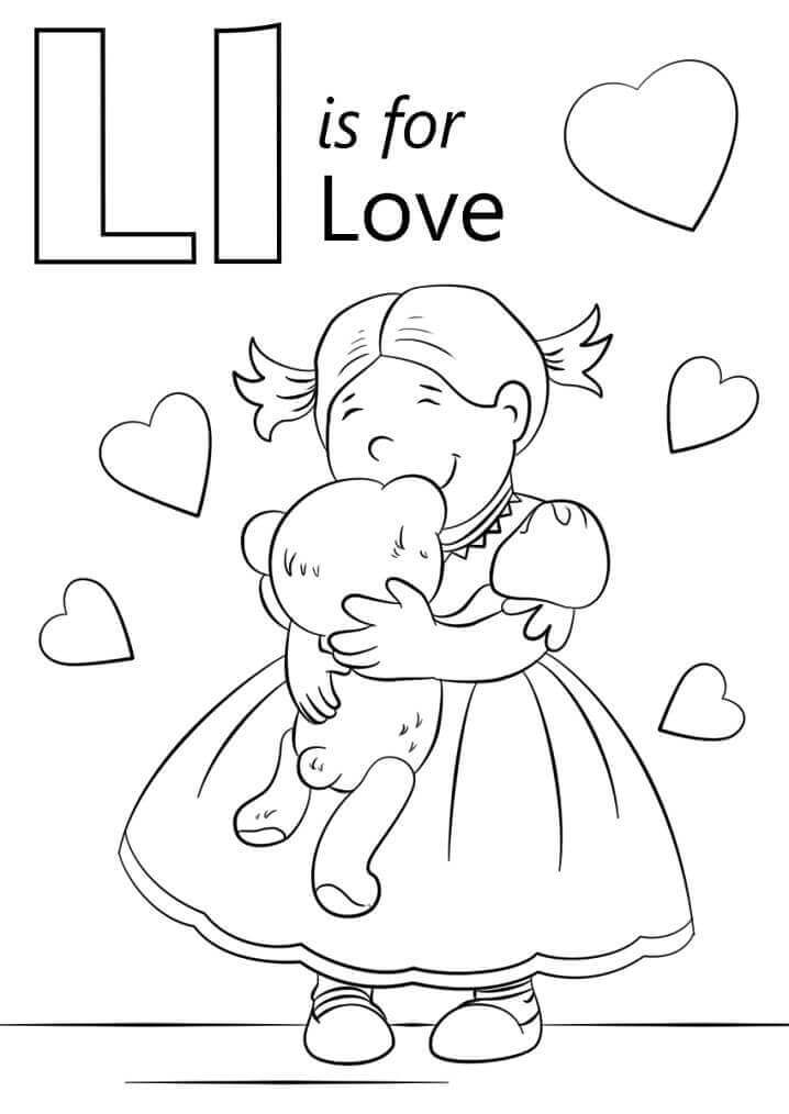 Dibujos de Letra de amor L para colorear