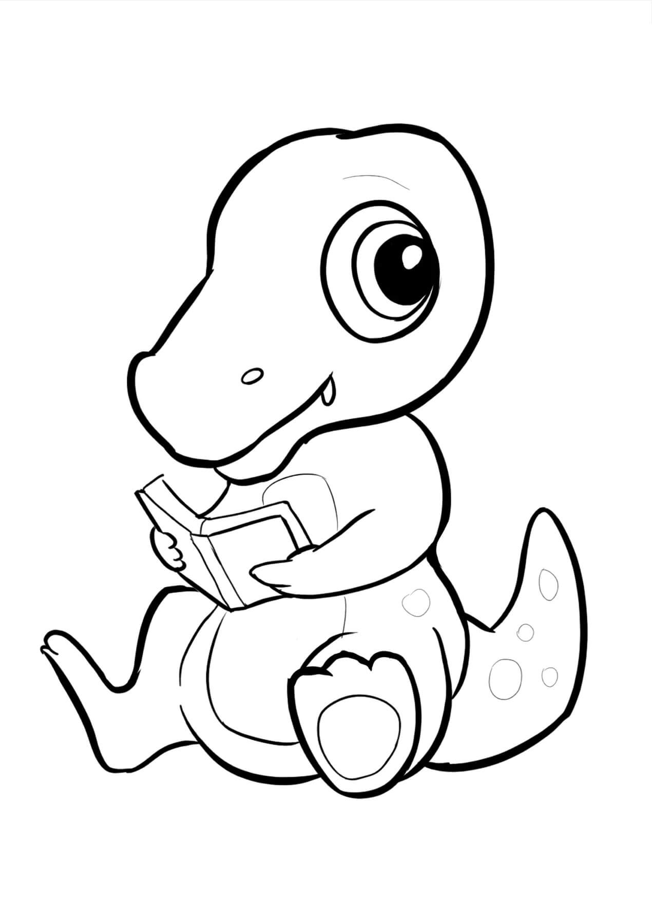 Dibujos de Libro De Lectura Del Pequeño T-Rex para colorear