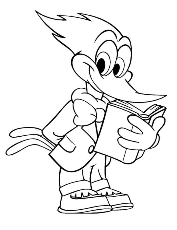 Dibujos de Libro de Lectura Woody Woodpecker para colorear