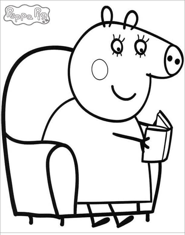 Dibujos de Libro de Lectura de la Momia Cerdo para colorear