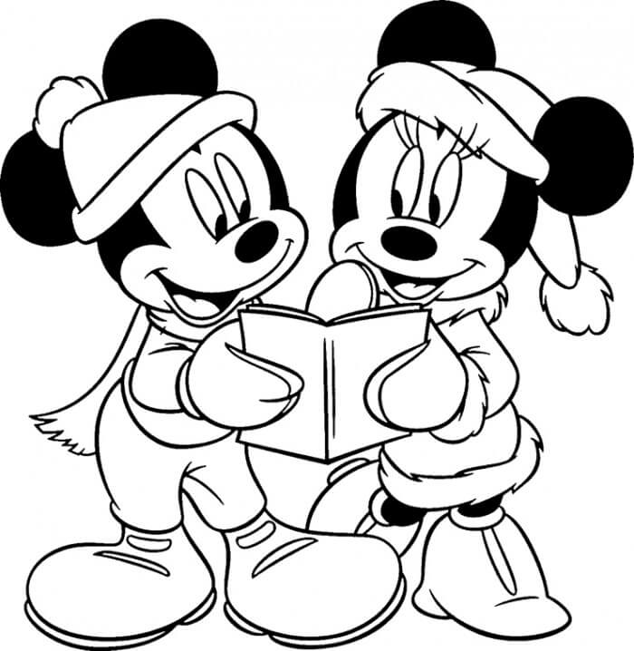 Dibujos de Libro de lectura de Mickey Mouse y Minnie Mouse para colorear