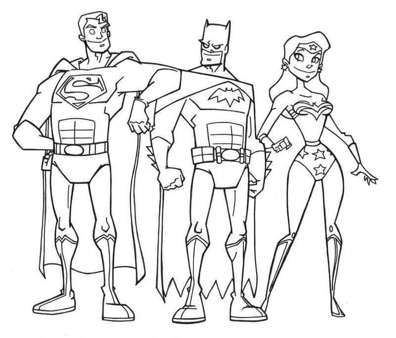 Liga De La Justicia Los Tres para colorir
