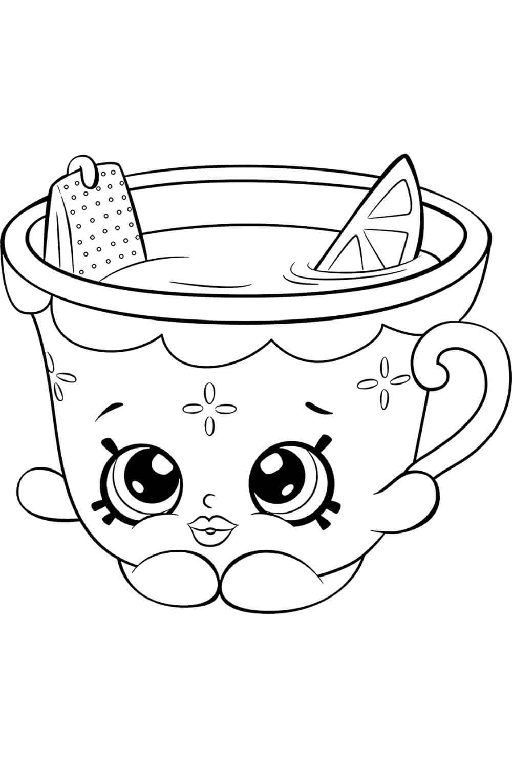 Dibujos de Limón en una taza de té Shopkins para colorear