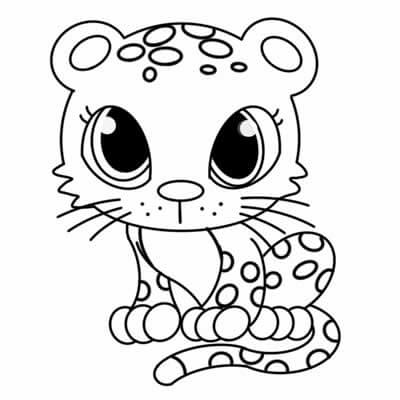 Dibujos de Lindo Bebé Leopardo para colorear