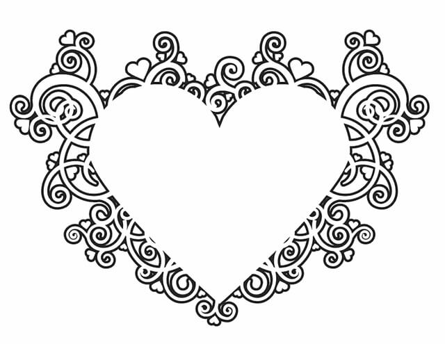 Dibujos de Lindo Corazón Mandala para colorear