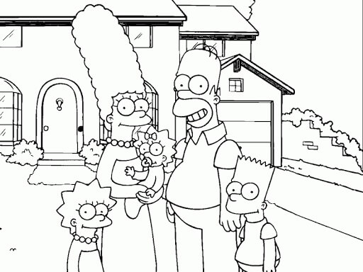 Lindo Familia Los Simpsons para colorir