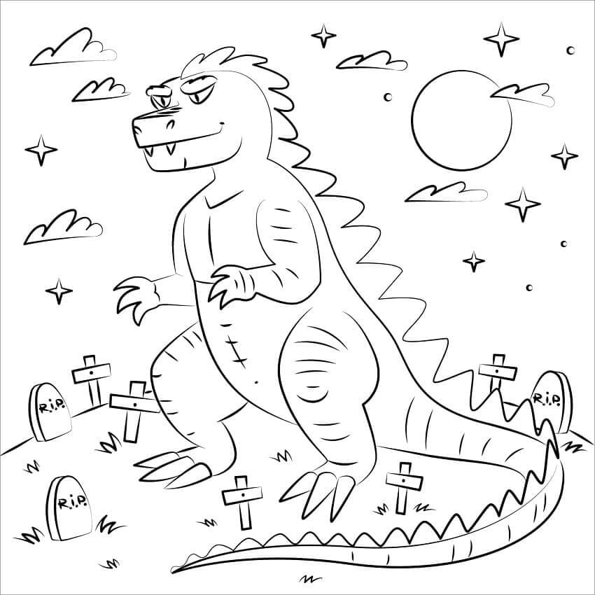 Lindo Godzilla para colorir
