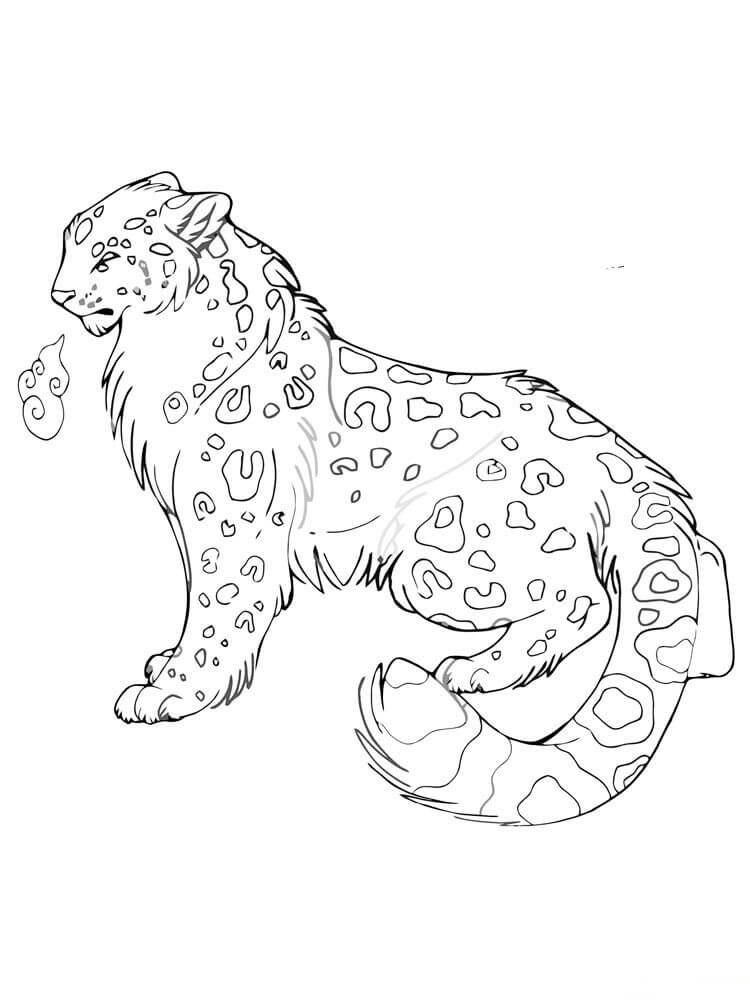 Dibujos de Lindo Leopardo de las Nieves para colorear