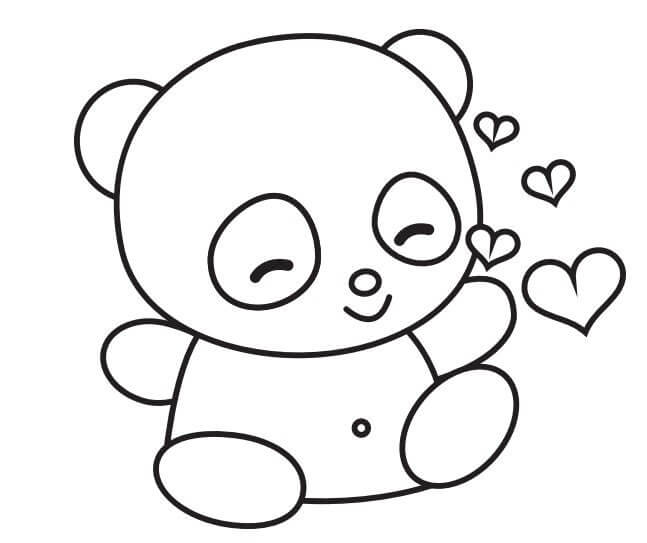 Dibujos de Lindo Panda Enamorado para colorear