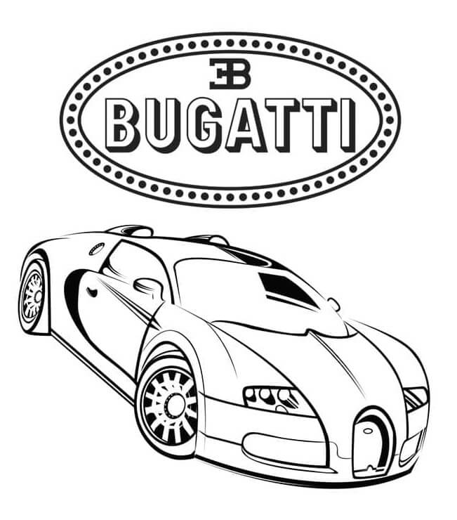 Logotipo y Coche De Bugatti para colorir
