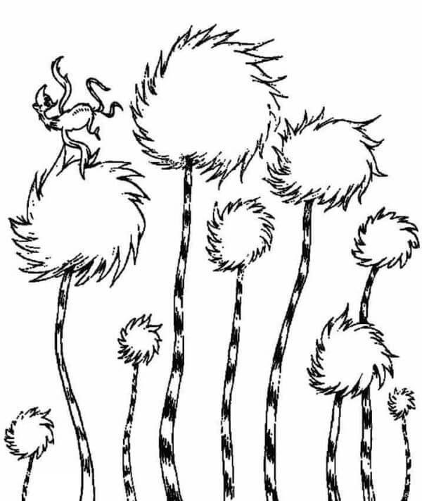 Dibujos de Lorax Salta Sobre Árboles Mágicos para colorear