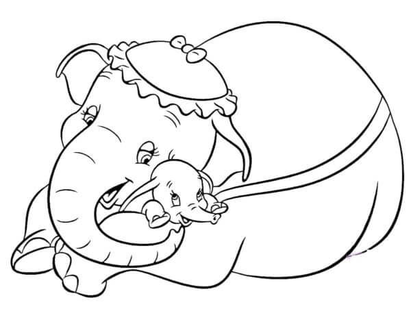 Dibujos de Los Abrazos De Mamá Bebé Dumbo para colorear