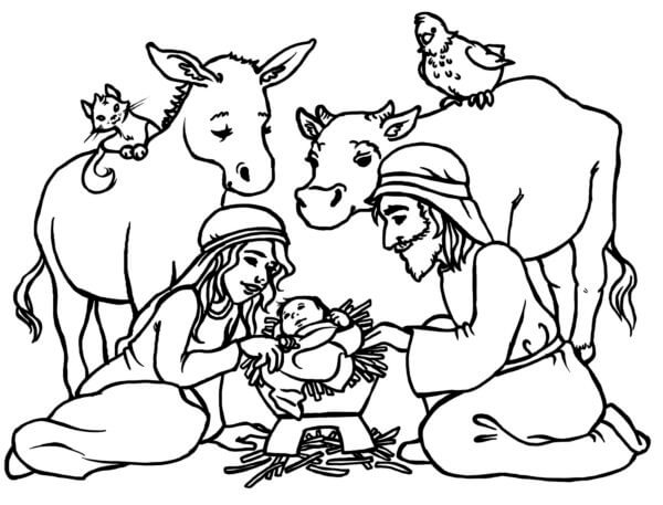 Dibujos de Los Reyes Magos llevaron Sus Regalos Al Divino Niño para colorear