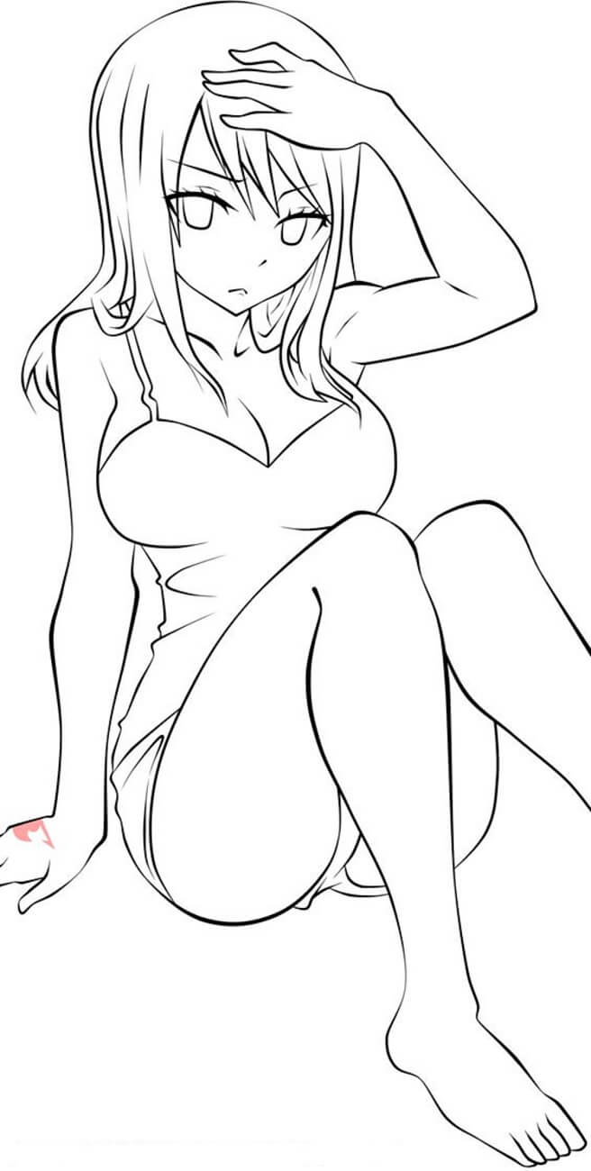 Lucy Anime Lineart para colorir