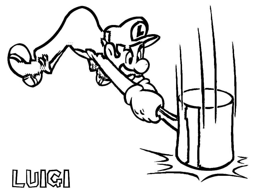 Dibujos de Luigi Golpeando el Martillo para colorear