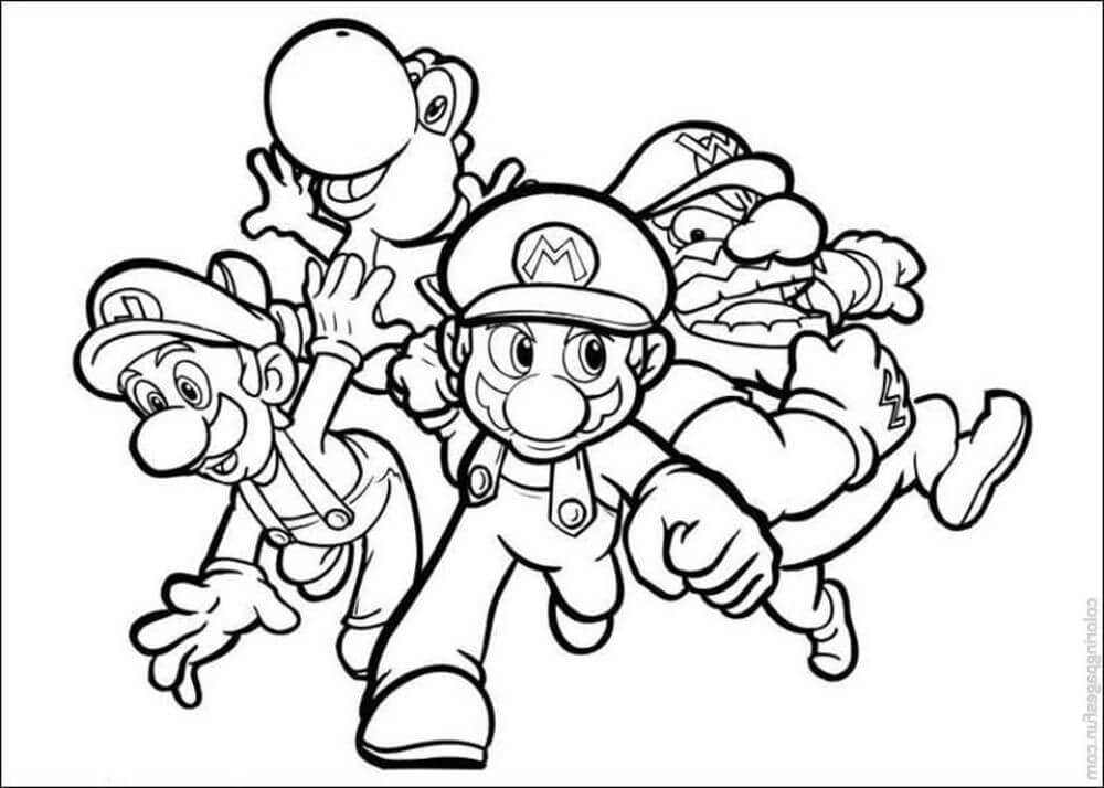 Luigi y Amigos Corriendo para colorir