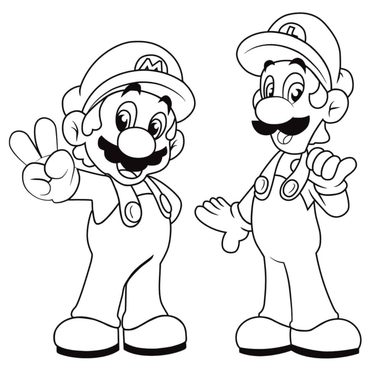 Luigi y Mario para colorir