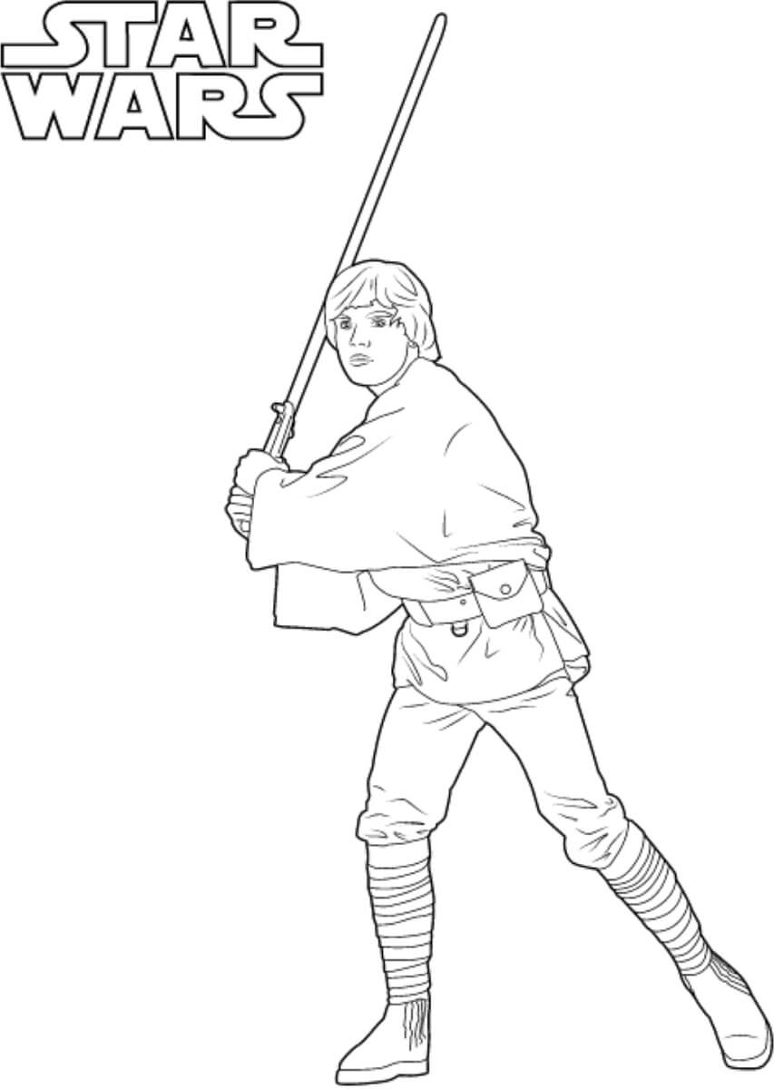 Luke Skywalker en Star Wars para colorir