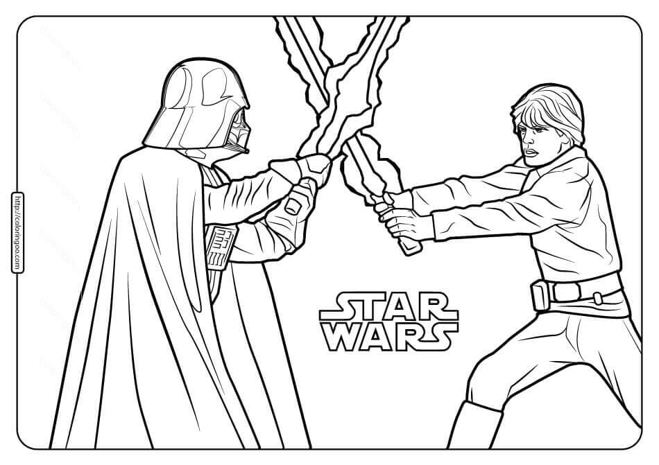 Luke Skywalker y Darth Vader para colorir