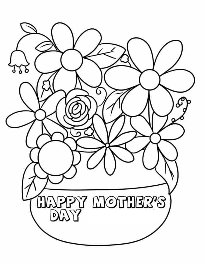 Luminoso Ramo De Flores Para Mamá para colorir