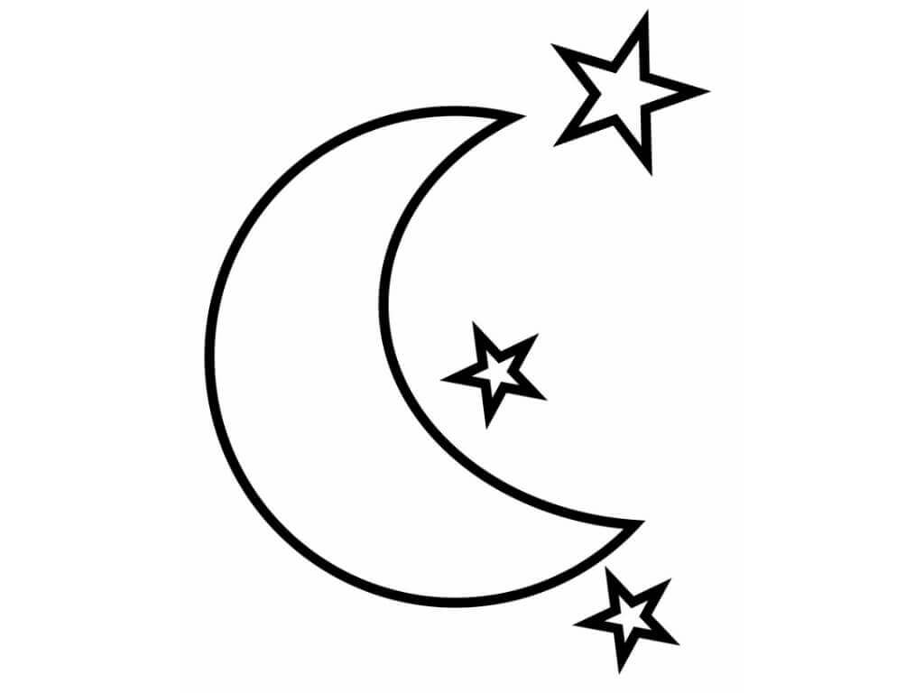 Dibujos de Luna con tres Estrellas para colorear