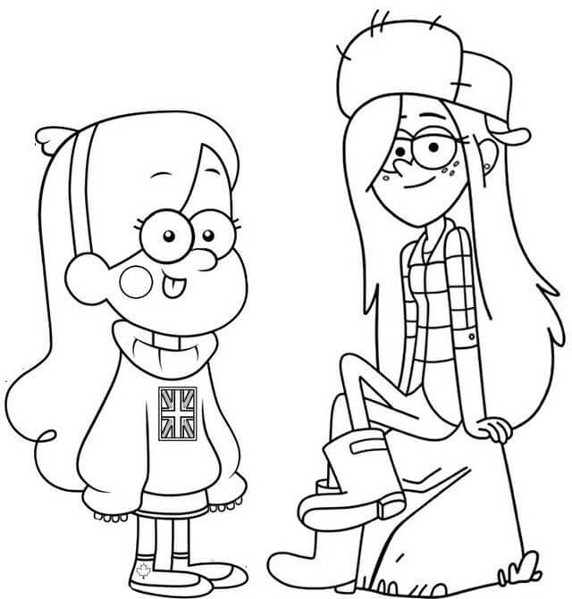 Mabel y Wendy para colorir