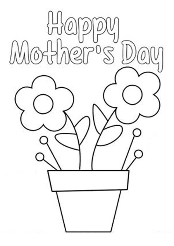 Dibujos de Maceta Básica De Flores Para Mamá para colorear