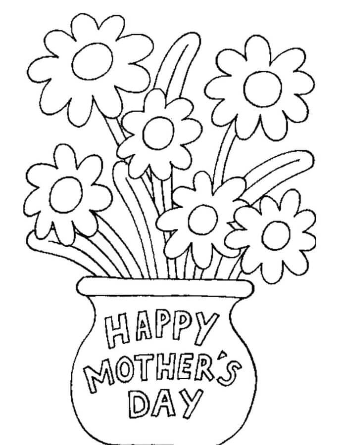 Dibujos de Maceta De Flores Para Mamá para colorear