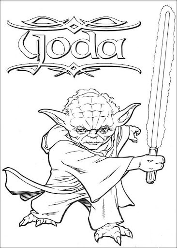 Dibujos de Maestro Yoda Luchando para colorear