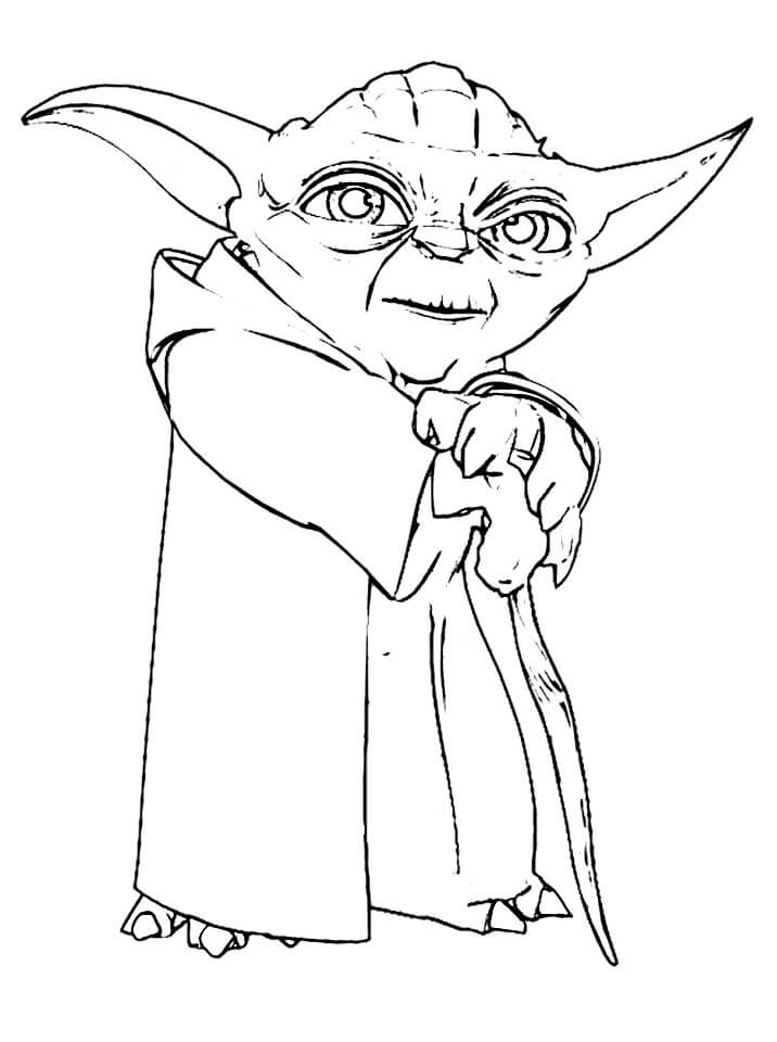 Dibujos de Maestro Yoda Sonriendo para colorear