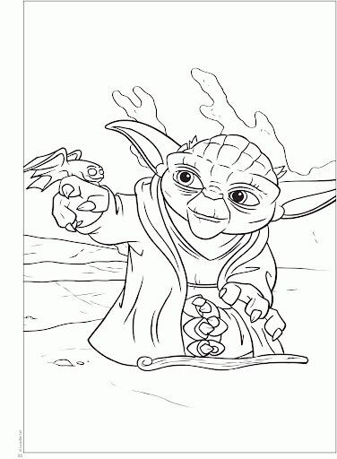 Dibujos de Maestro Yoda con Mascota para colorear