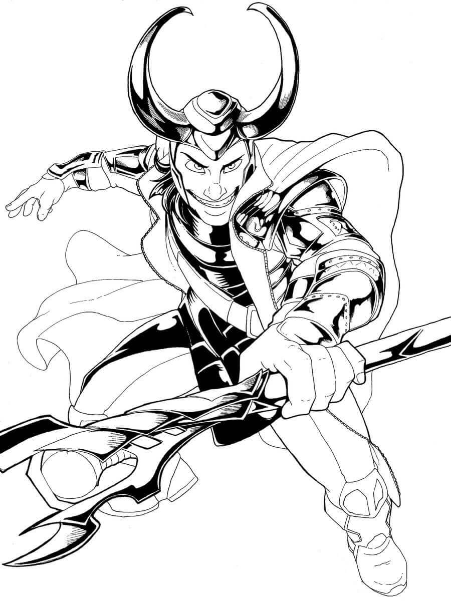 Malvado Loki para colorir