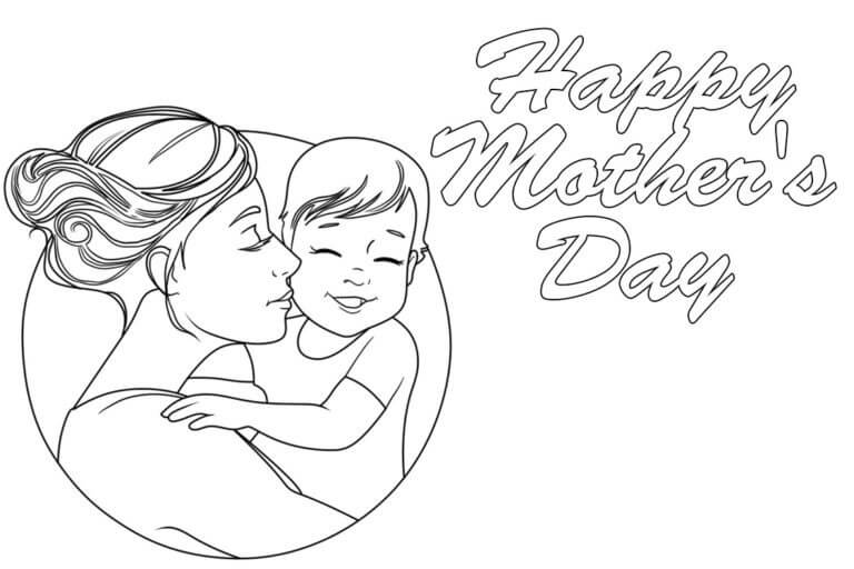 Dibujos de Mamá y Niño En El Día De La Madre para colorear