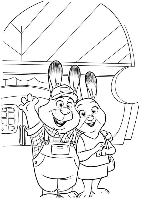 Mamá y Papá Del Conejo Judy para colorir