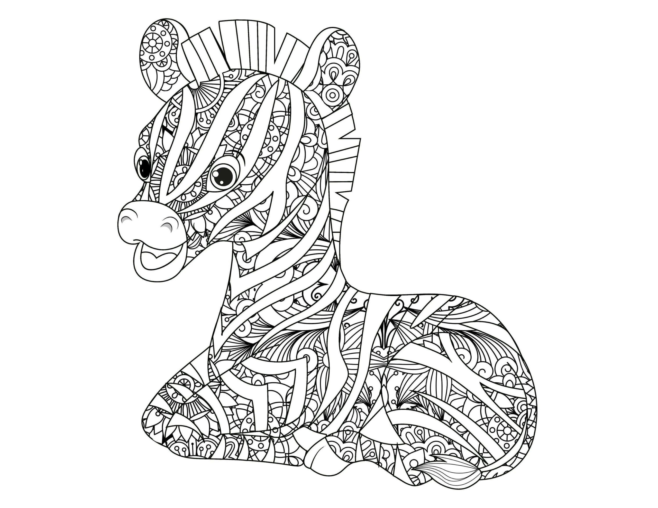 Dibujos de Mandala Cebra Sentado para colorear