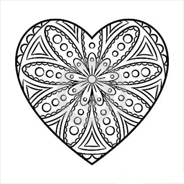 Dibujos de Mandala Corazón para colorear