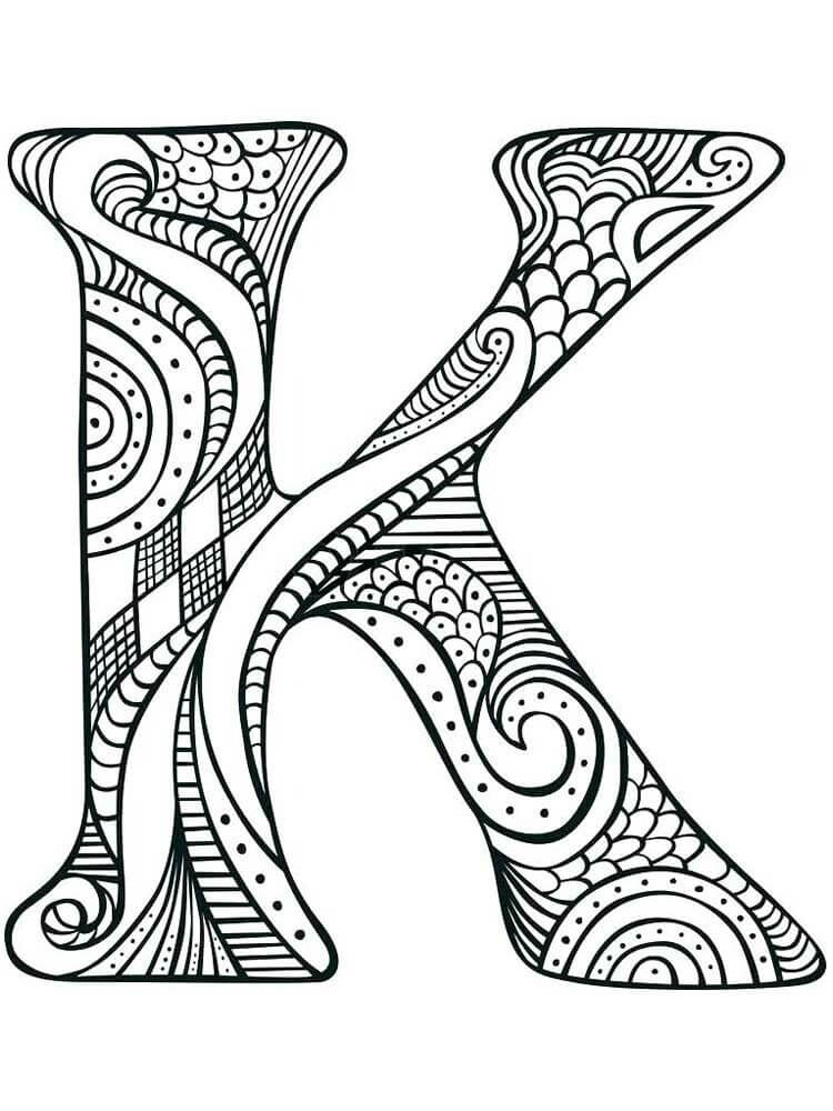 Mandala Letra K para colorir