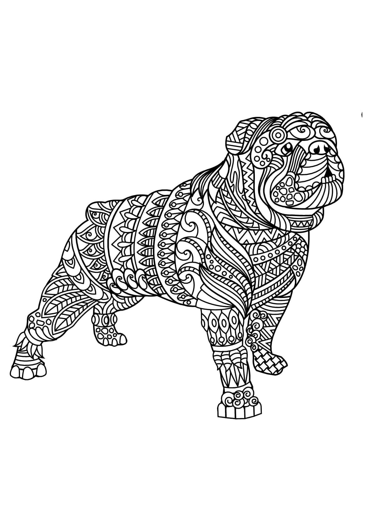 Dibujos de Mandala de Bulldog para colorear