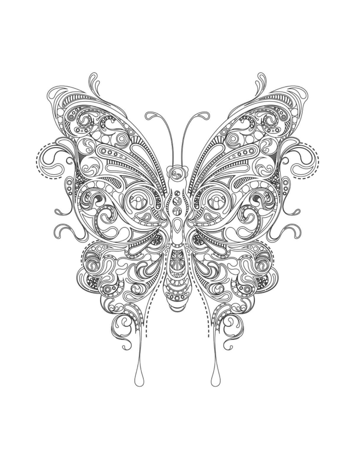 Dibujos de Mandala de Mariposa para colorear
